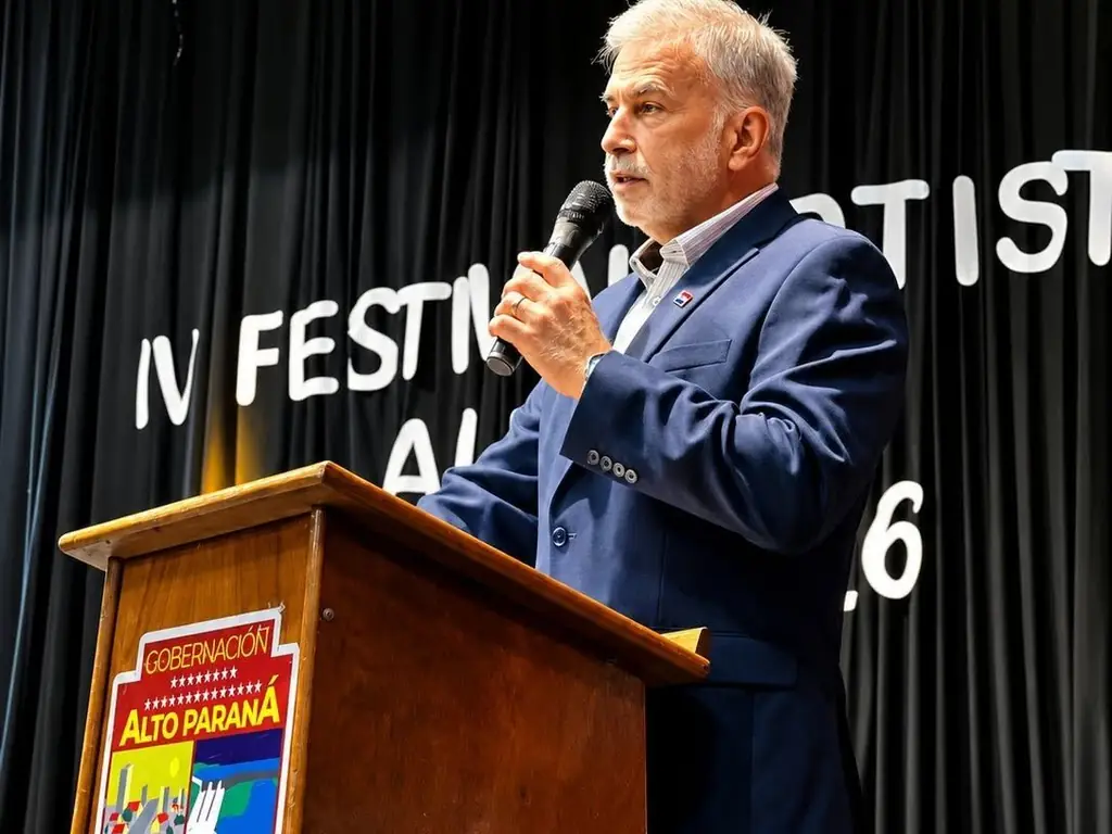 Autoridades y comunidad educativa en el festival regional del Alto Paraná